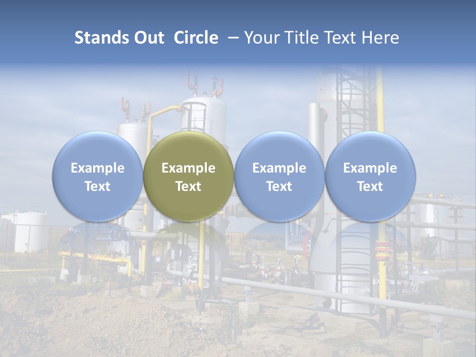A Power Plant With Pipes And Valves On A Cloudy Day PowerPoint Template
