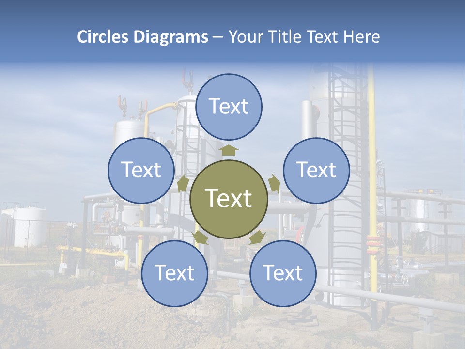 A Power Plant With Pipes And Valves On A Cloudy Day PowerPoint Template