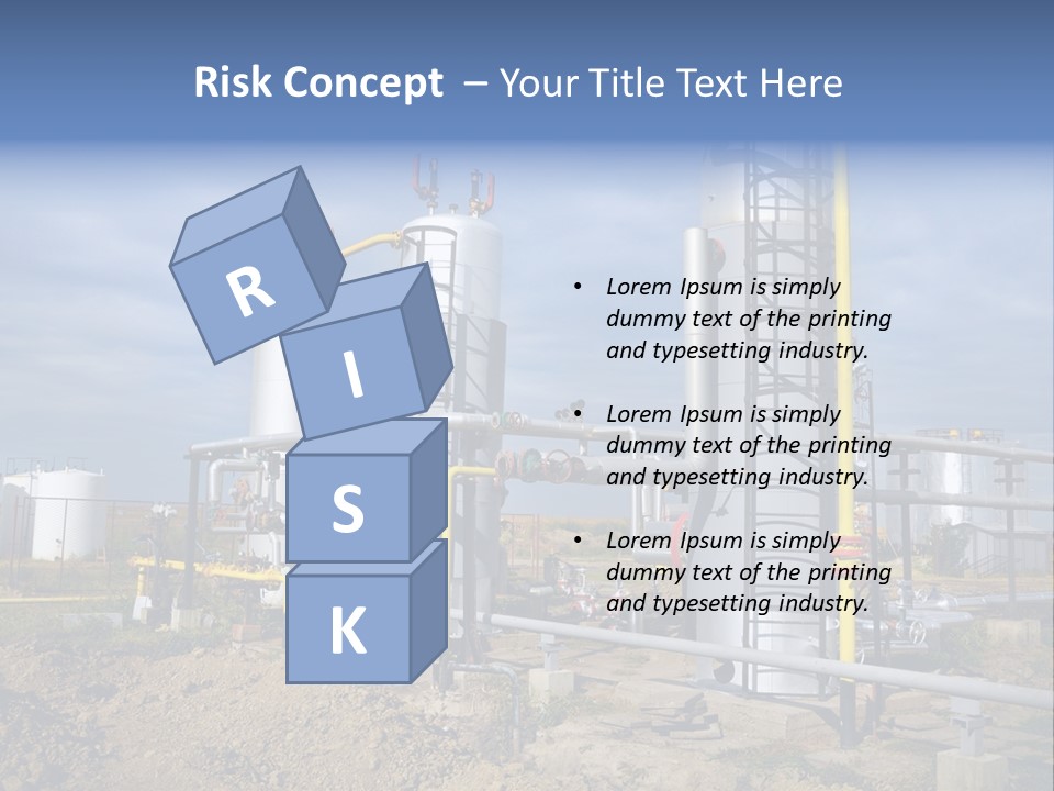 A Power Plant With Pipes And Valves On A Cloudy Day PowerPoint Template