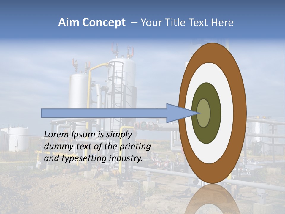 A Power Plant With Pipes And Valves On A Cloudy Day PowerPoint Template