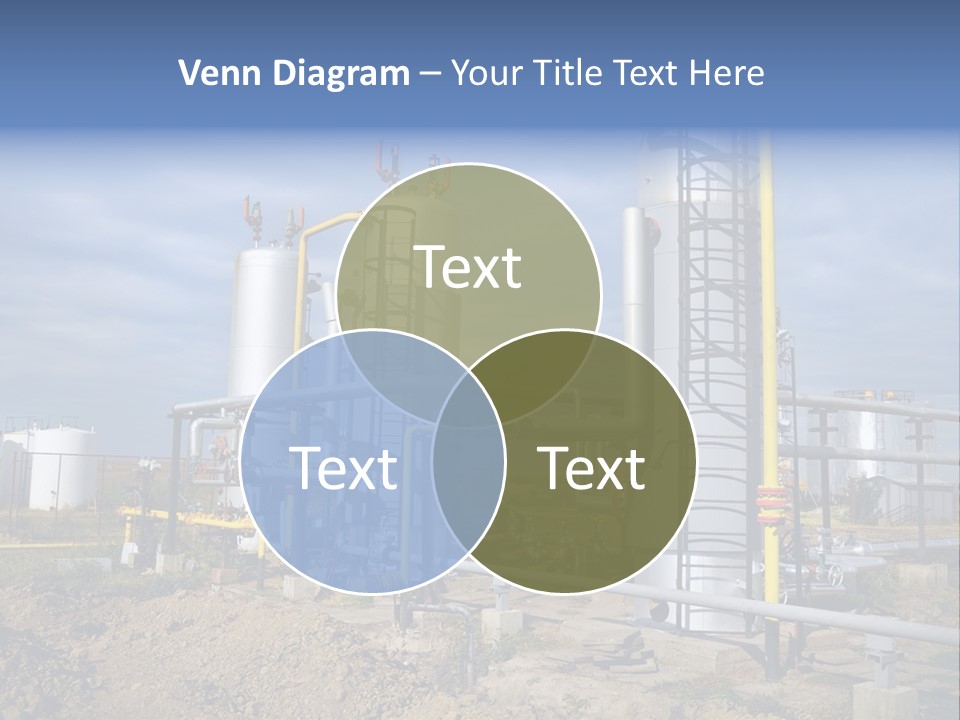 A Power Plant With Pipes And Valves On A Cloudy Day PowerPoint Template