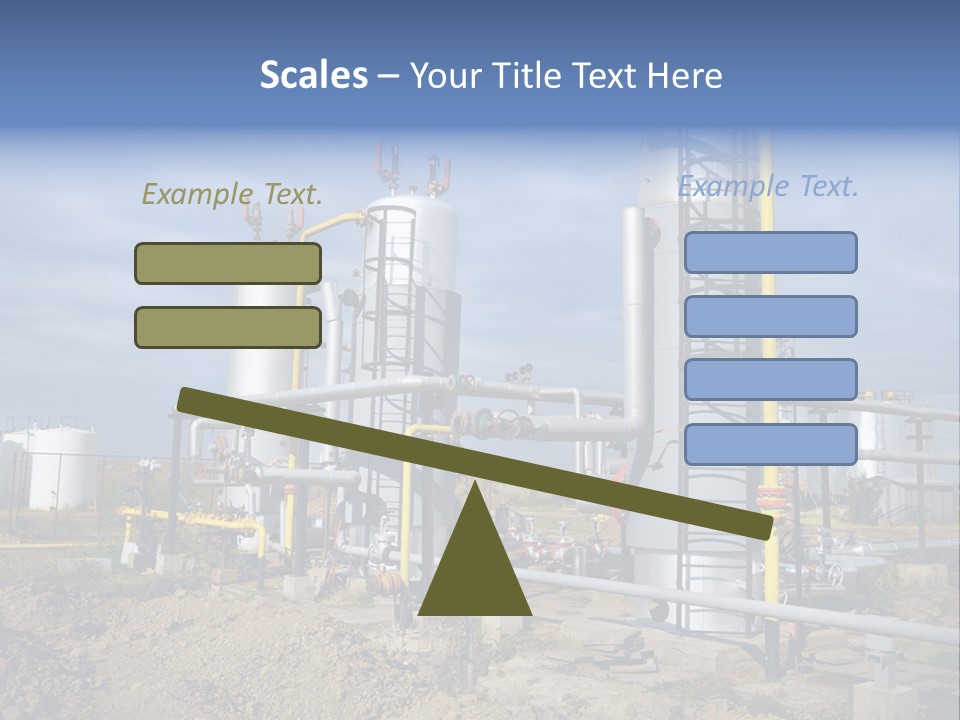 A Power Plant With Pipes And Valves On A Cloudy Day PowerPoint Template