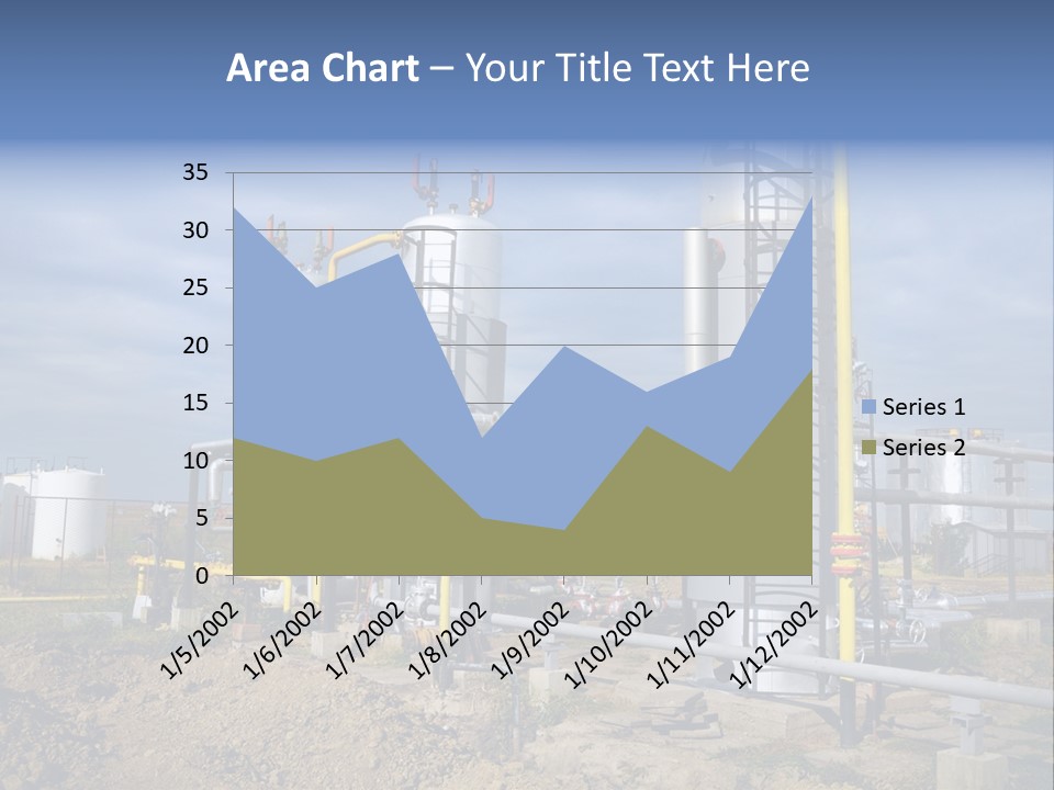 A Power Plant With Pipes And Valves On A Cloudy Day PowerPoint Template