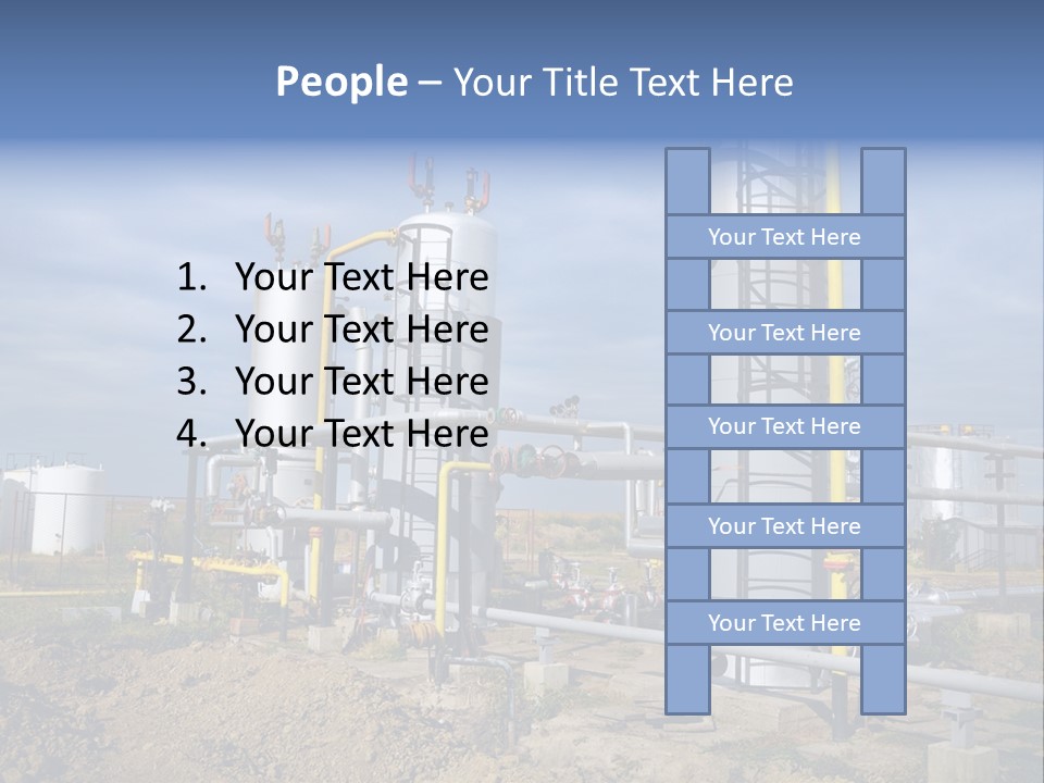 A Power Plant With Pipes And Valves On A Cloudy Day PowerPoint Template