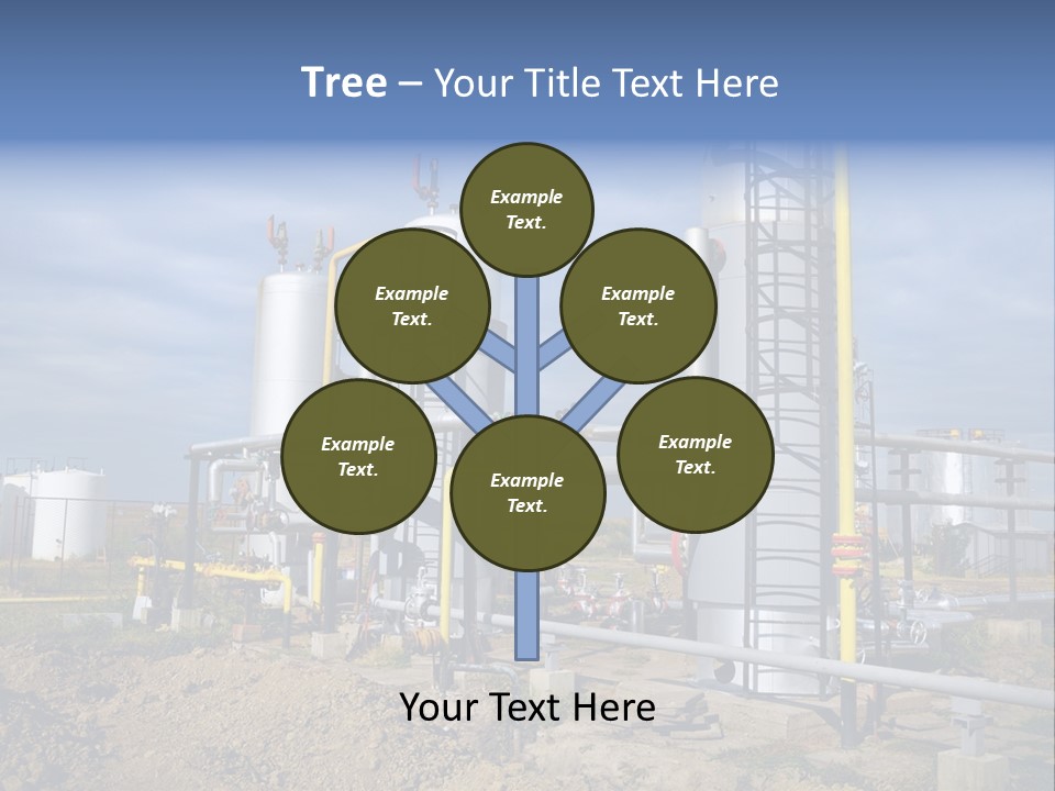 A Power Plant With Pipes And Valves On A Cloudy Day PowerPoint Template