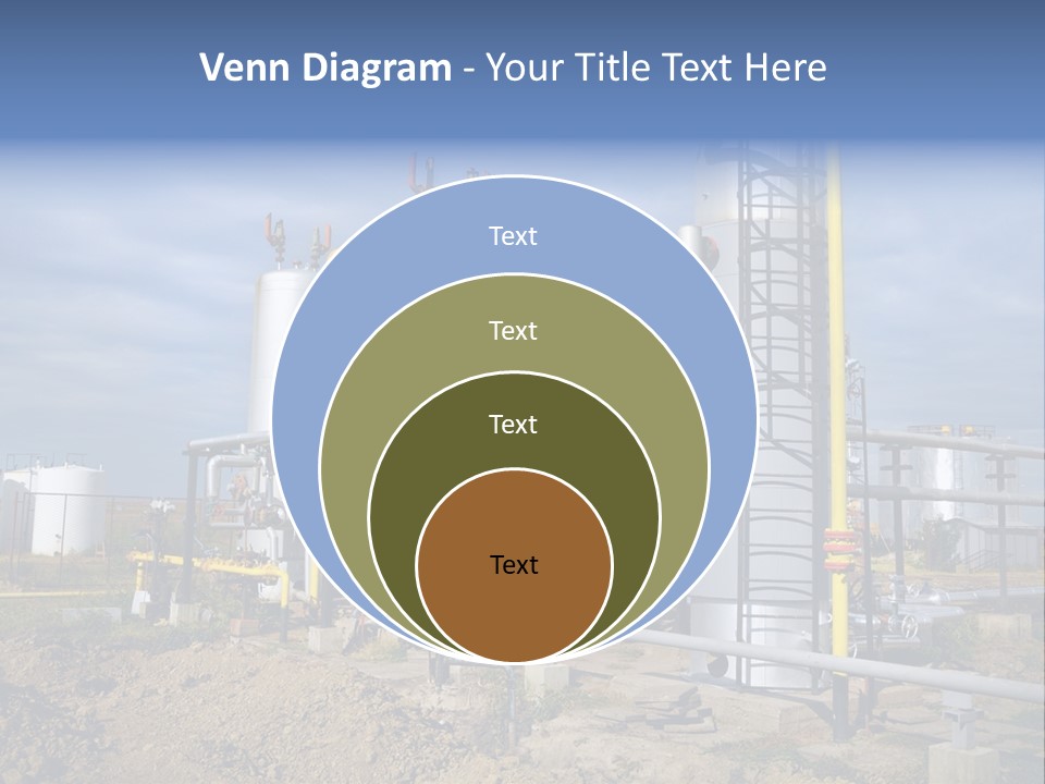 A Power Plant With Pipes And Valves On A Cloudy Day PowerPoint Template