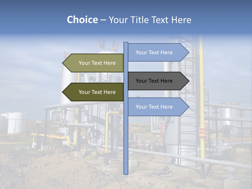A Power Plant With Pipes And Valves On A Cloudy Day PowerPoint Template