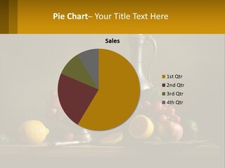 A Table Topped With A Metal Bowl Filled With Fruit PowerPoint Template