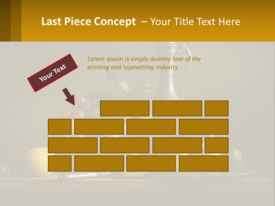 A Table Topped With A Metal Bowl Filled With Fruit PowerPoint Template