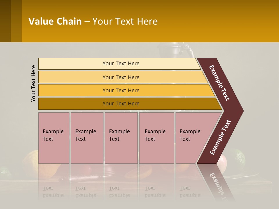 A Table Topped With A Metal Bowl Filled With Fruit PowerPoint Template