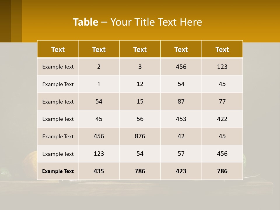 A Table Topped With A Metal Bowl Filled With Fruit PowerPoint Template