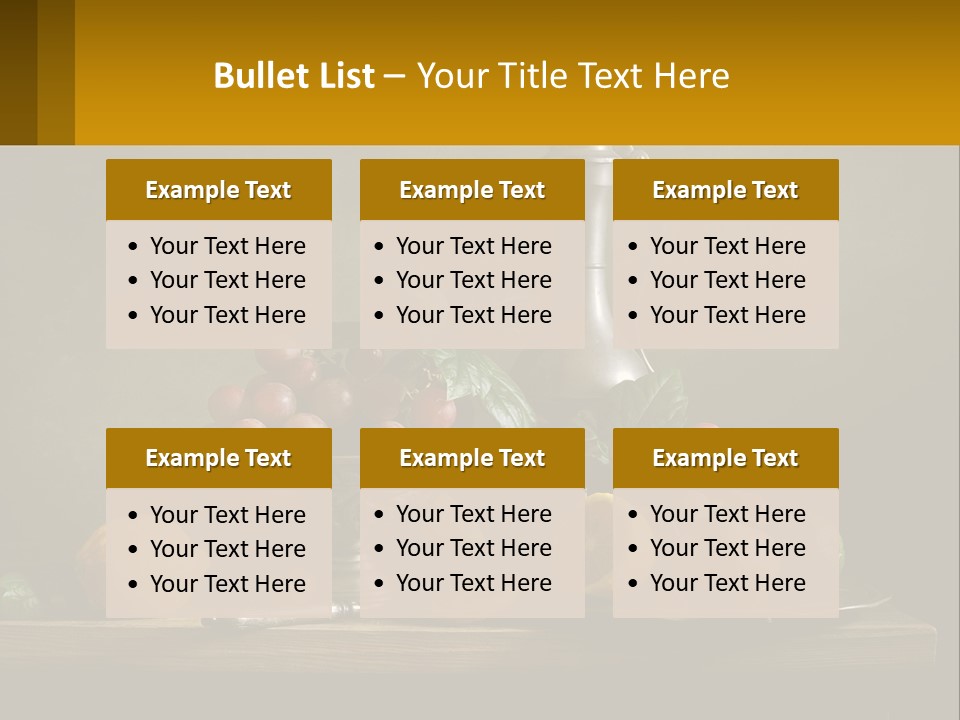 A Table Topped With A Metal Bowl Filled With Fruit PowerPoint Template