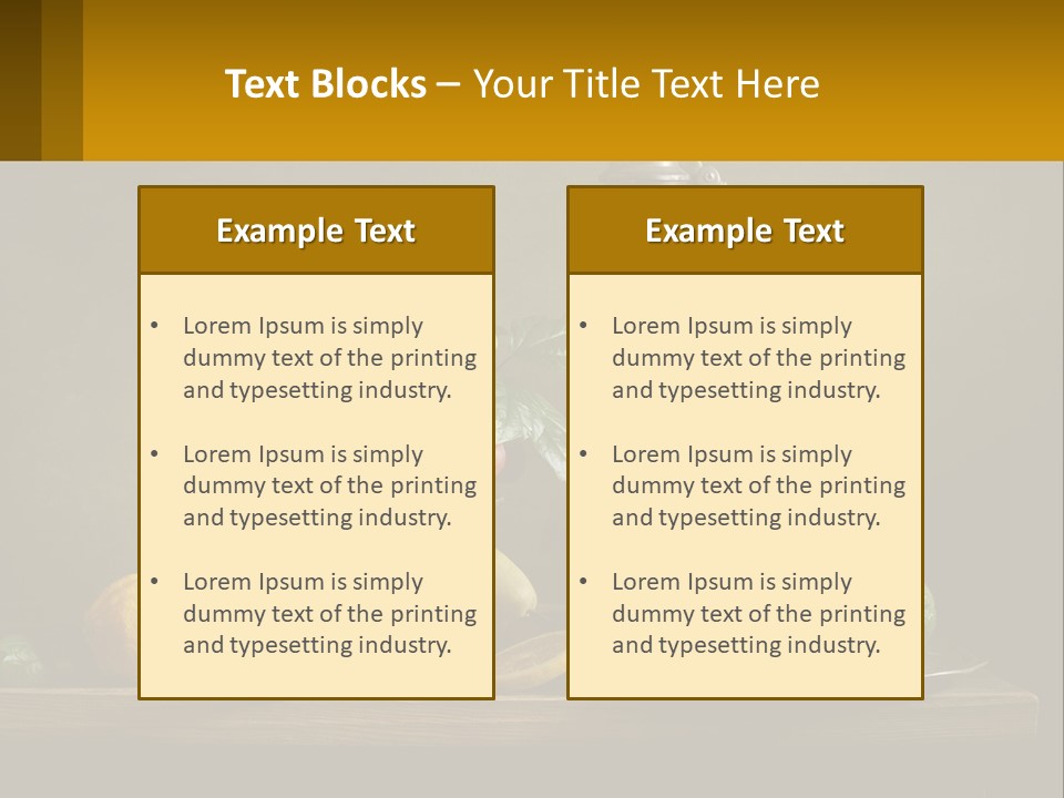 A Table Topped With A Metal Bowl Filled With Fruit PowerPoint Template