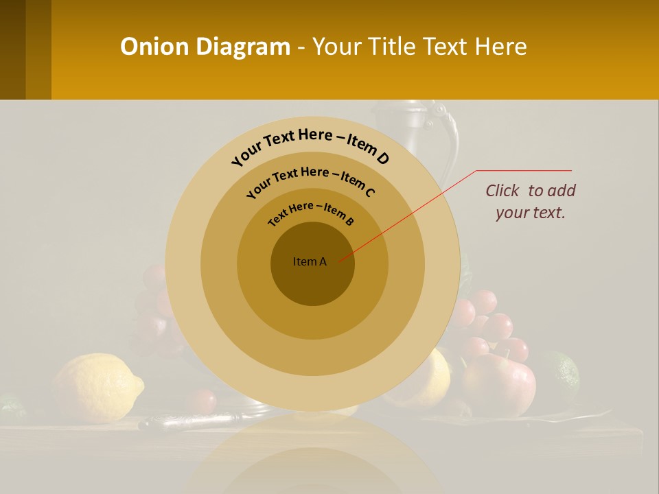 A Table Topped With A Metal Bowl Filled With Fruit PowerPoint Template