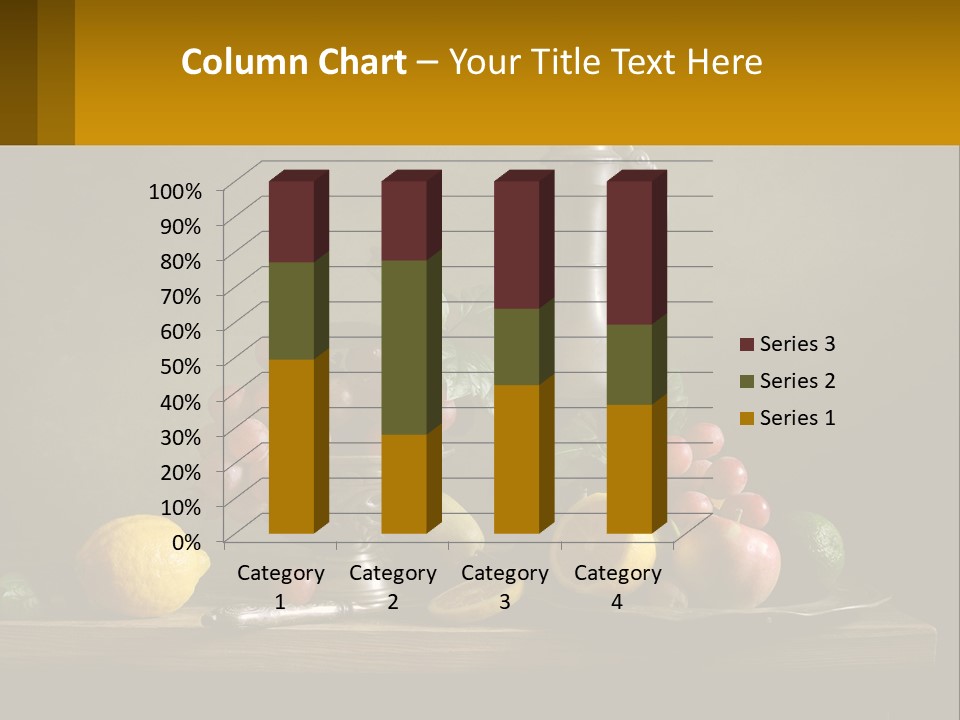 A Table Topped With A Metal Bowl Filled With Fruit PowerPoint Template