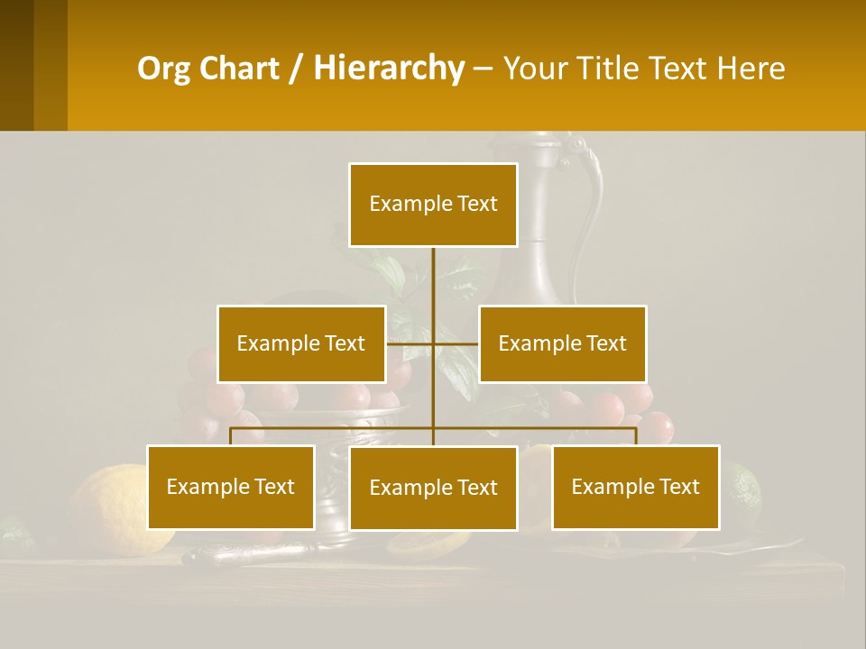 A Table Topped With A Metal Bowl Filled With Fruit PowerPoint Template
