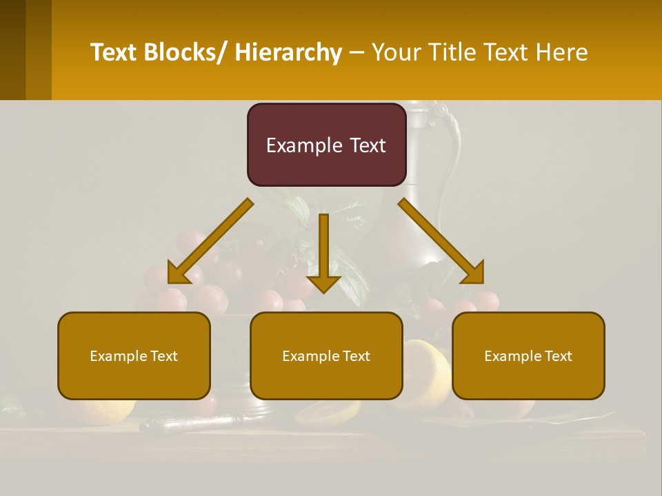A Table Topped With A Metal Bowl Filled With Fruit PowerPoint Template