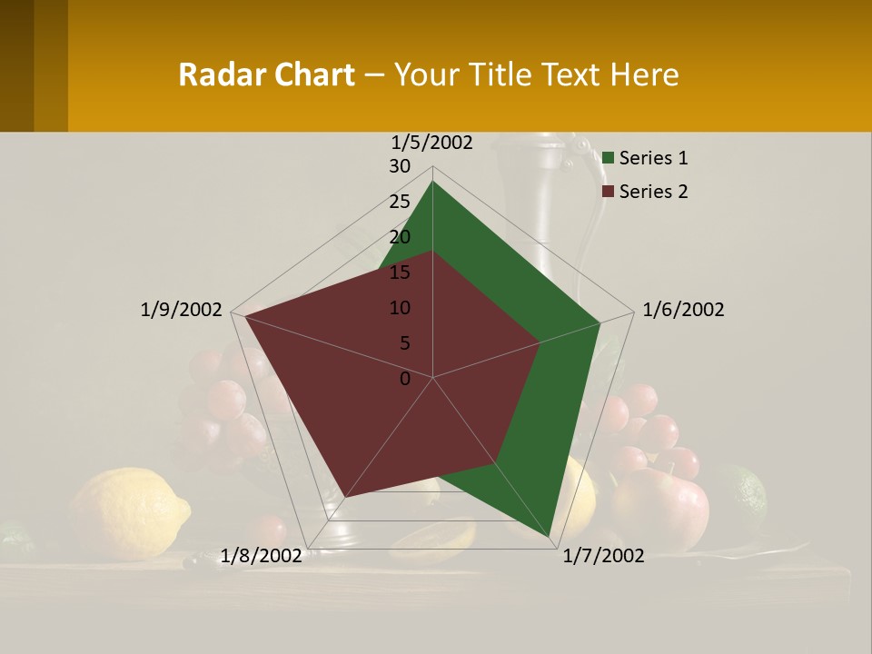 A Table Topped With A Metal Bowl Filled With Fruit PowerPoint Template
