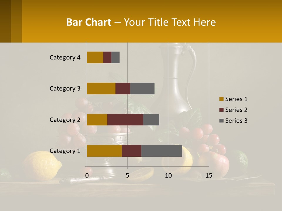 A Table Topped With A Metal Bowl Filled With Fruit PowerPoint Template