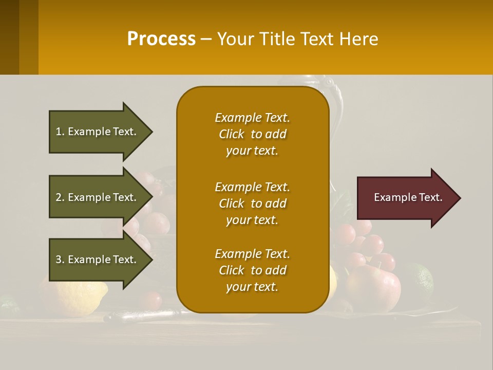 A Table Topped With A Metal Bowl Filled With Fruit PowerPoint Template
