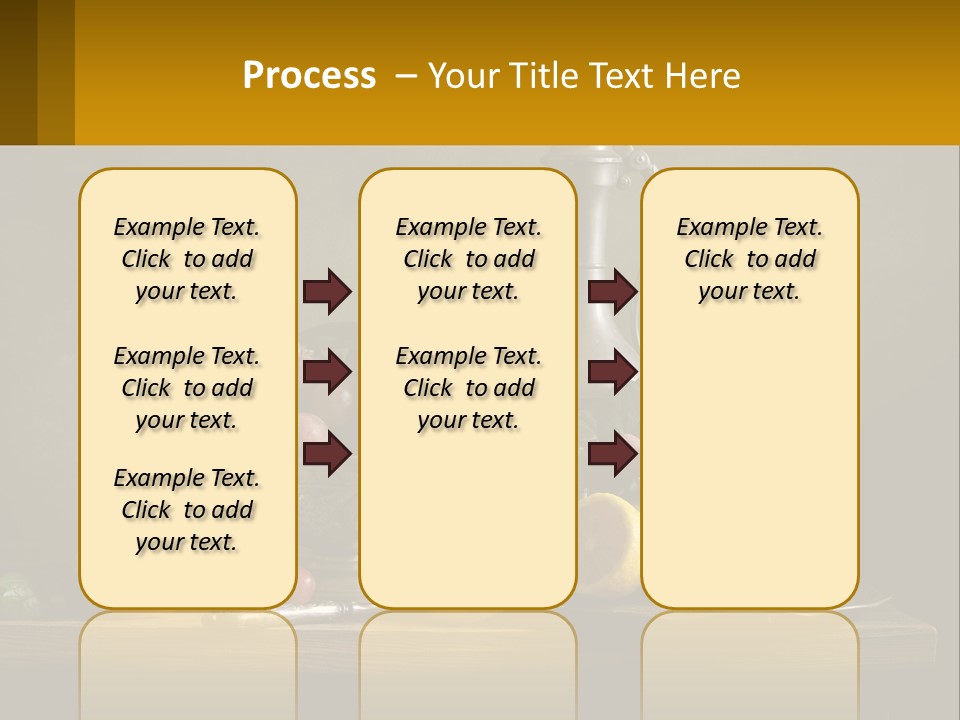 A Table Topped With A Metal Bowl Filled With Fruit PowerPoint Template