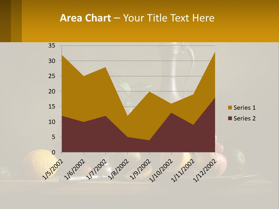 A Table Topped With A Metal Bowl Filled With Fruit PowerPoint Template