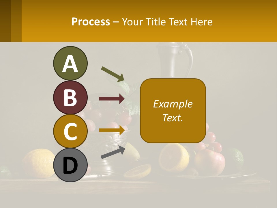 A Table Topped With A Metal Bowl Filled With Fruit PowerPoint Template