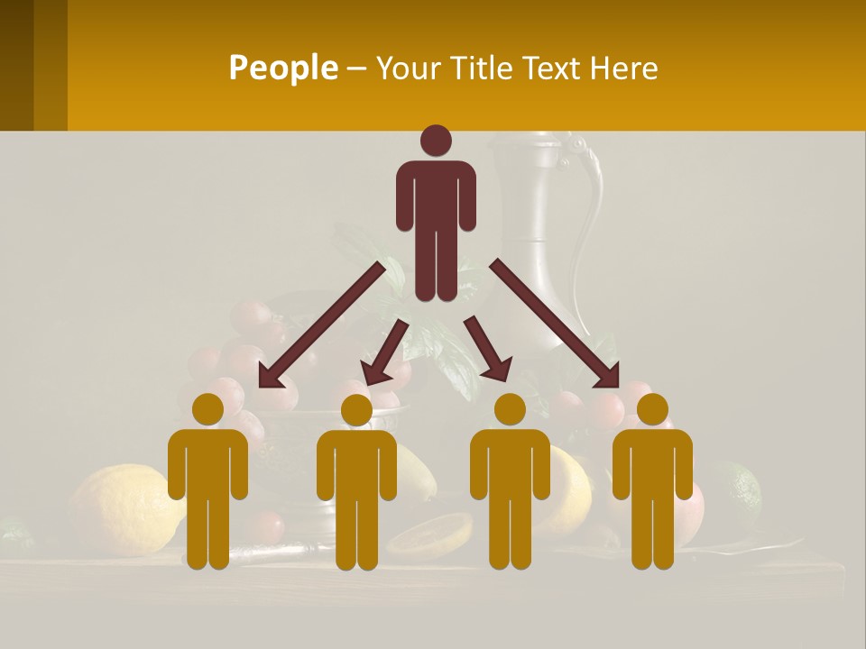 A Table Topped With A Metal Bowl Filled With Fruit PowerPoint Template