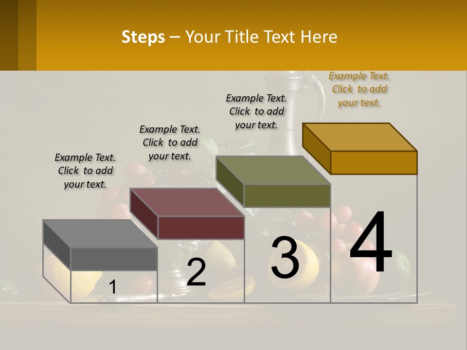 A Table Topped With A Metal Bowl Filled With Fruit PowerPoint Template