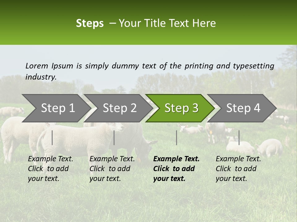 A Herd Of Sheep Standing On Top Of A Lush Green Field PowerPoint Template