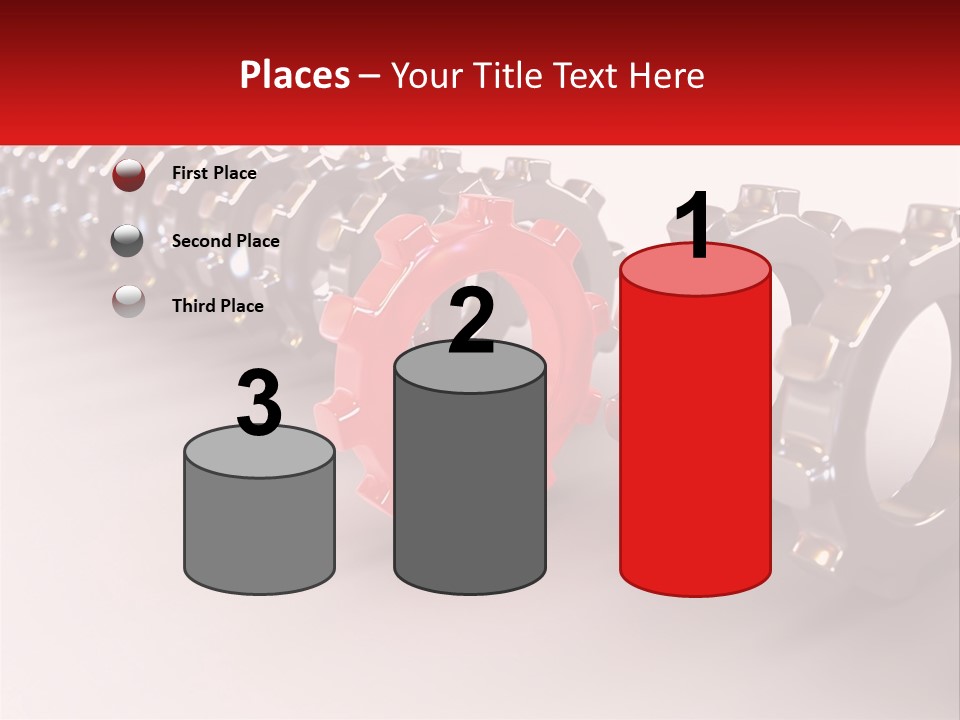 A Group Of Metal Gears With A Red Center PowerPoint Template
