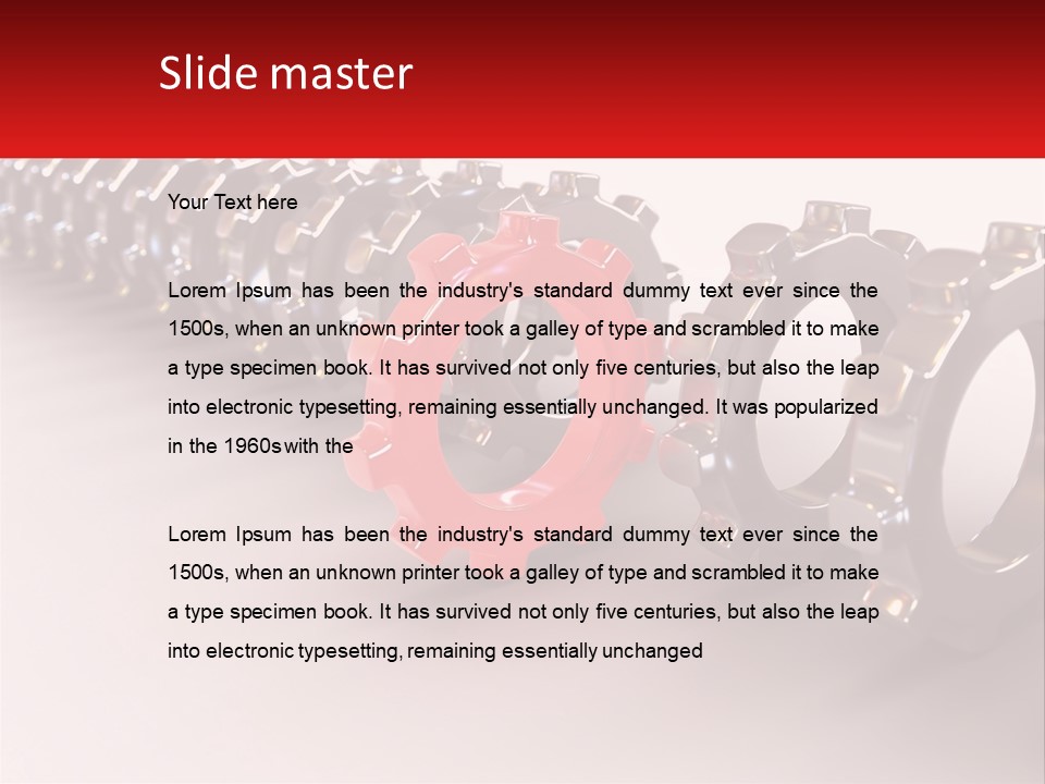 A Group Of Metal Gears With A Red Center PowerPoint Template