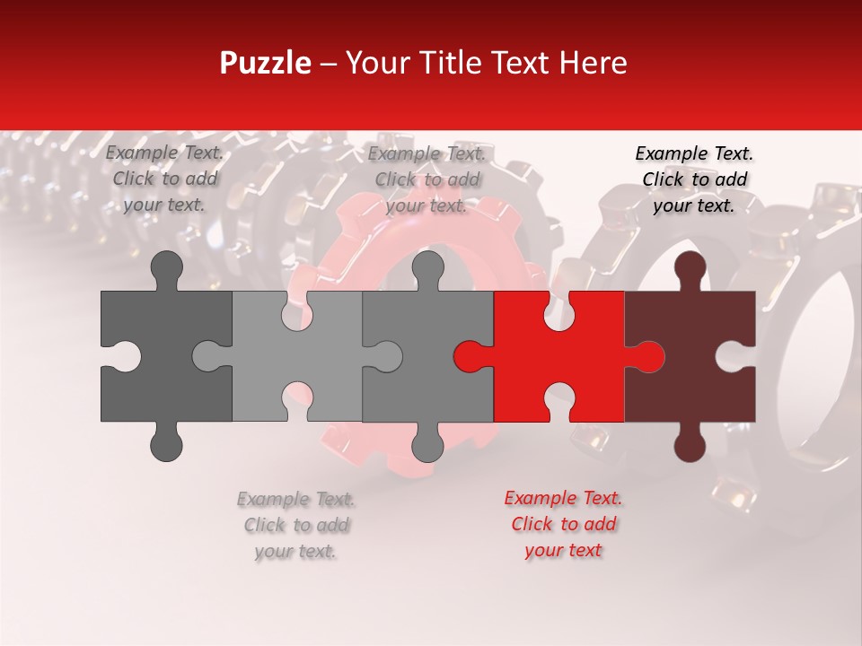 A Group Of Metal Gears With A Red Center PowerPoint Template