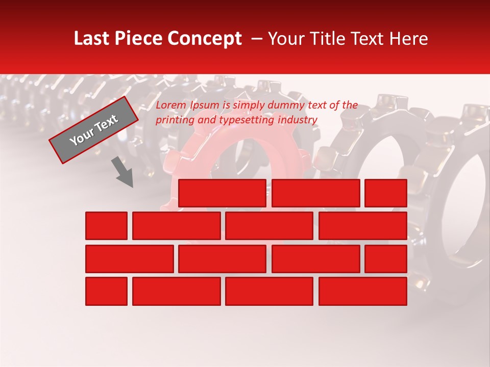 A Group Of Metal Gears With A Red Center PowerPoint Template