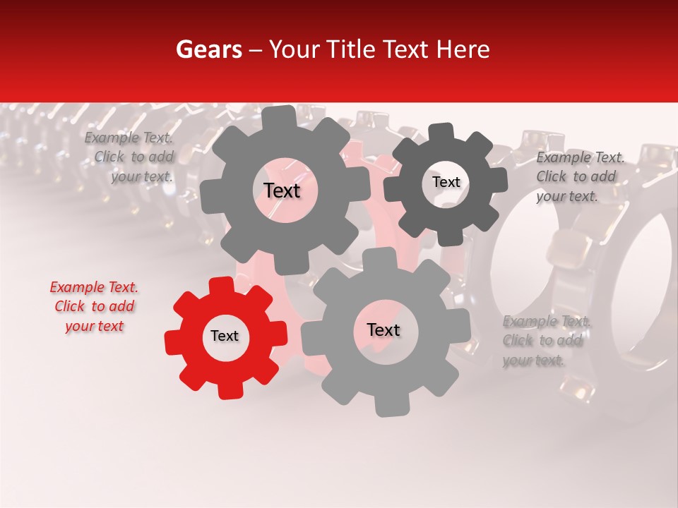 A Group Of Metal Gears With A Red Center PowerPoint Template