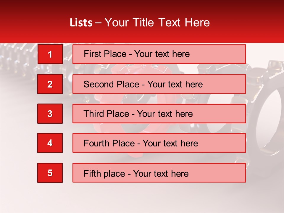 A Group Of Metal Gears With A Red Center PowerPoint Template