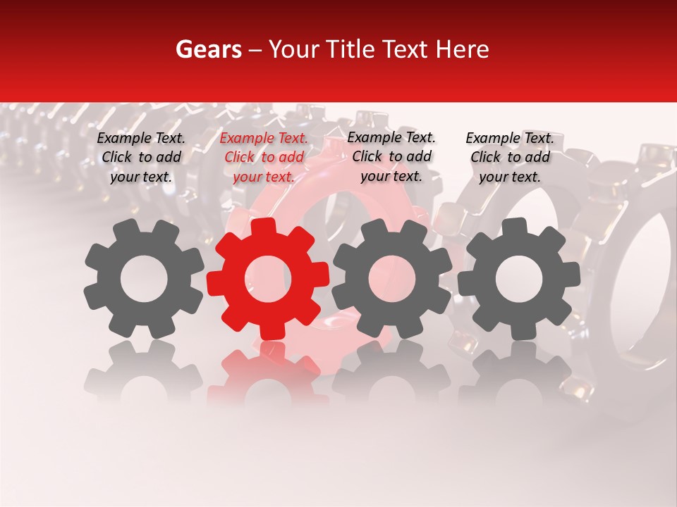A Group Of Metal Gears With A Red Center PowerPoint Template