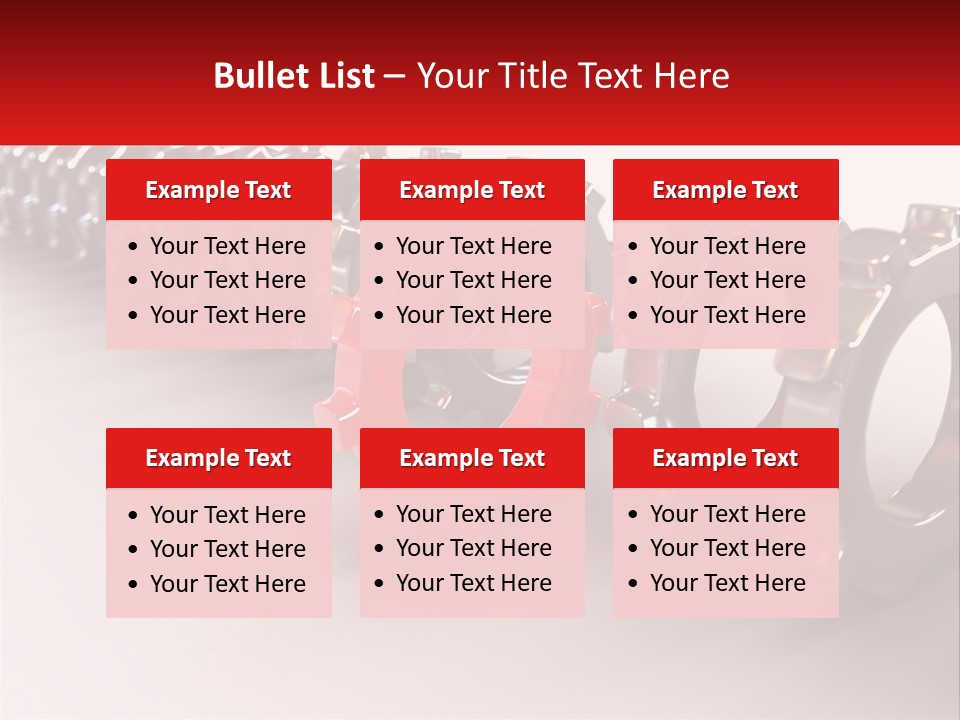 A Group Of Metal Gears With A Red Center PowerPoint Template