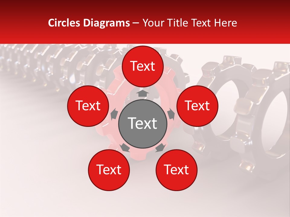 A Group Of Metal Gears With A Red Center PowerPoint Template