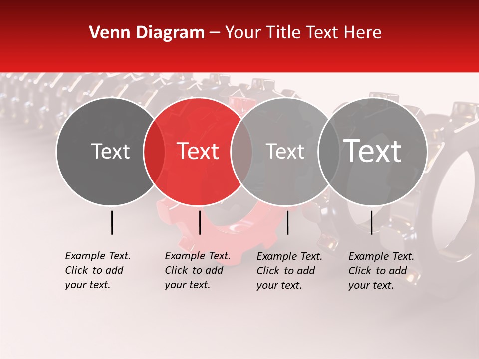 A Group Of Metal Gears With A Red Center PowerPoint Template