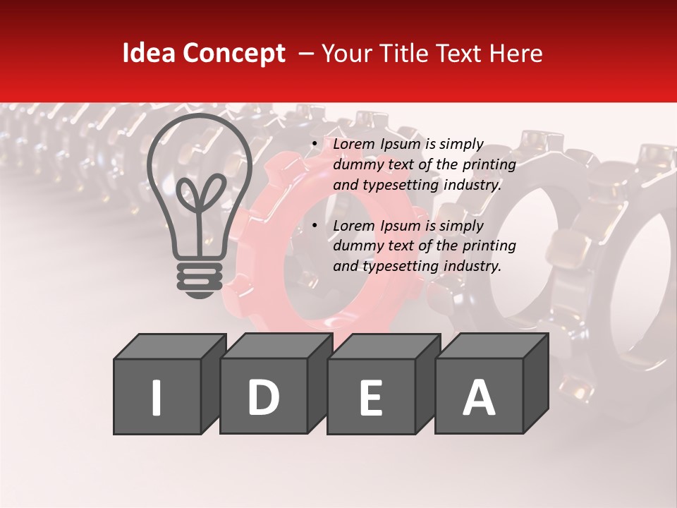 A Group Of Metal Gears With A Red Center PowerPoint Template