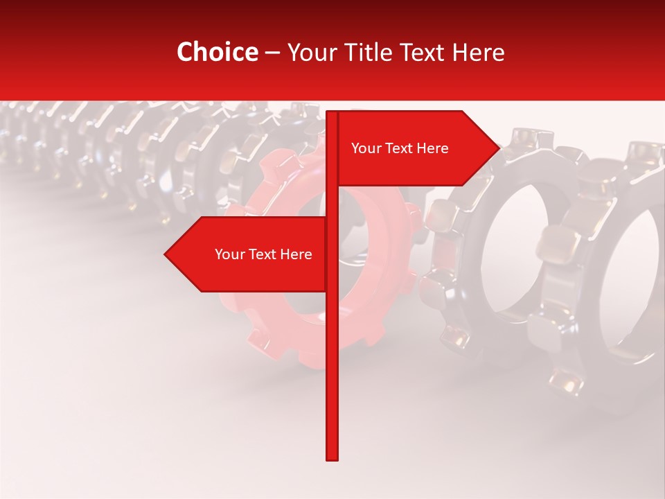 A Group Of Metal Gears With A Red Center PowerPoint Template