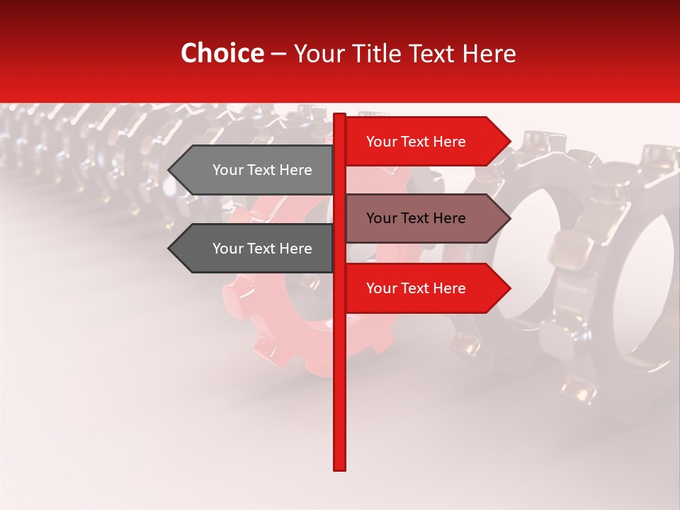 A Group Of Metal Gears With A Red Center PowerPoint Template