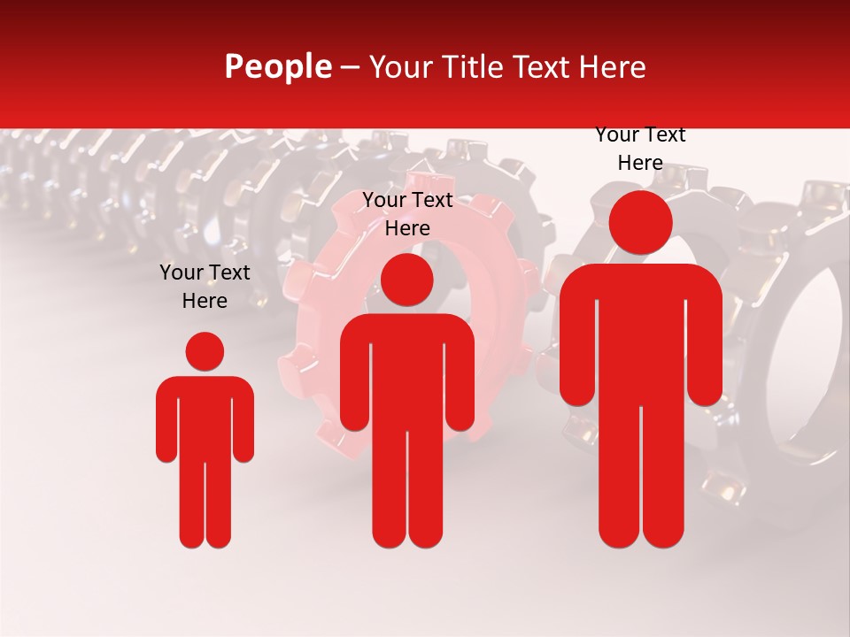 A Group Of Metal Gears With A Red Center PowerPoint Template