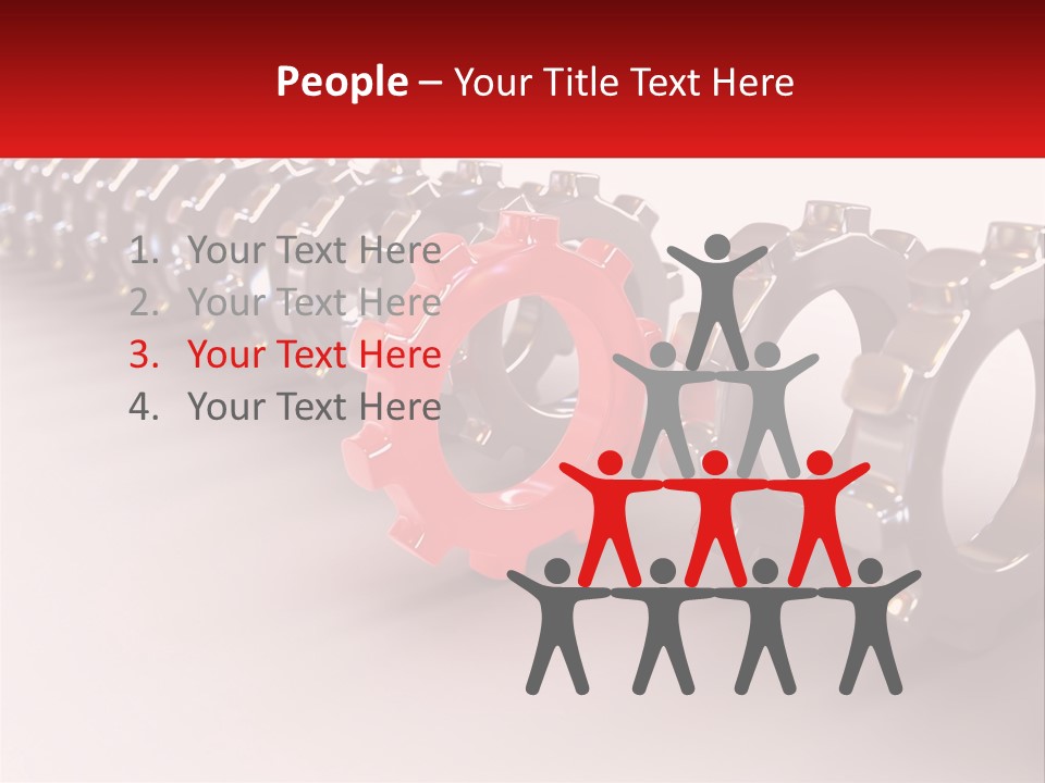 A Group Of Metal Gears With A Red Center PowerPoint Template