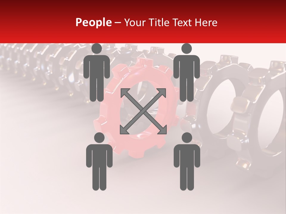 A Group Of Metal Gears With A Red Center PowerPoint Template