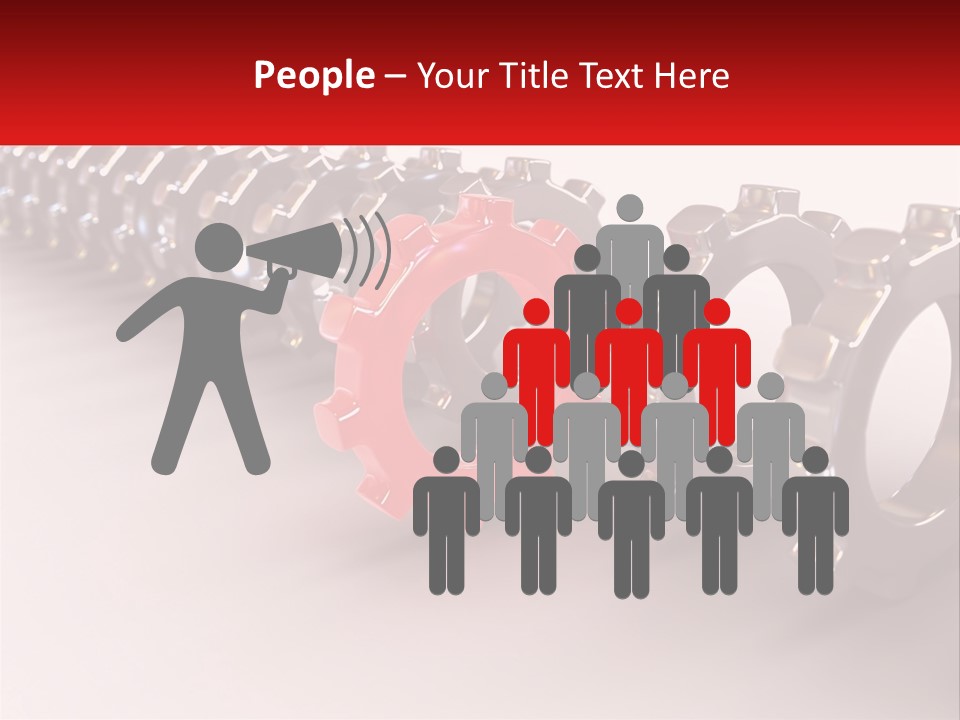 A Group Of Metal Gears With A Red Center PowerPoint Template