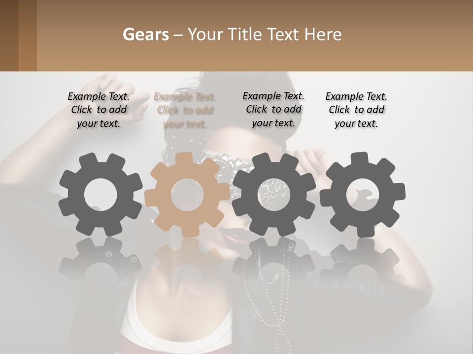 A Woman In A Leather Jacket With A Mask On Her Face PowerPoint Template