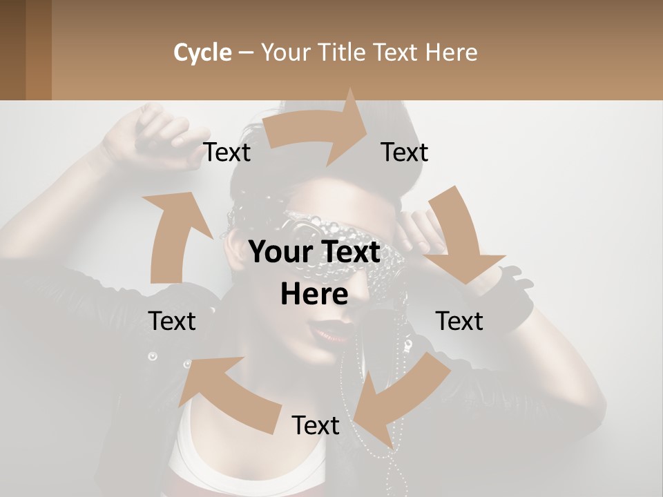 A Woman In A Leather Jacket With A Mask On Her Face PowerPoint Template