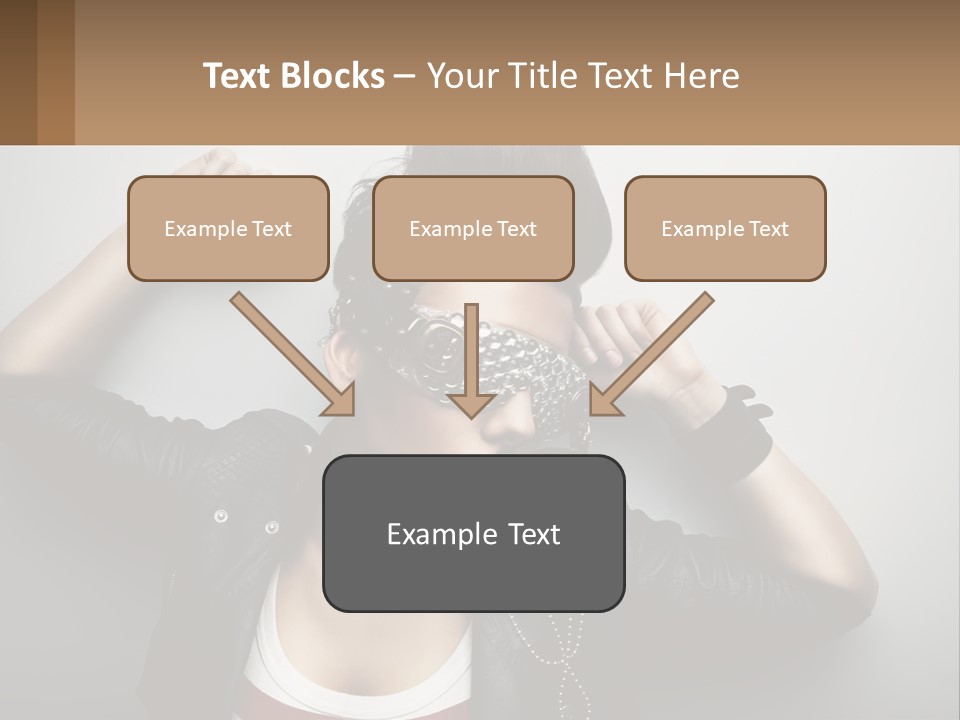 A Woman In A Leather Jacket With A Mask On Her Face PowerPoint Template
